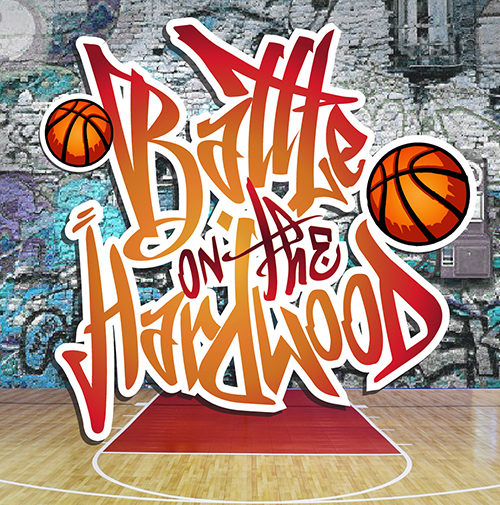 battle on the hardwood basketball tournament logo