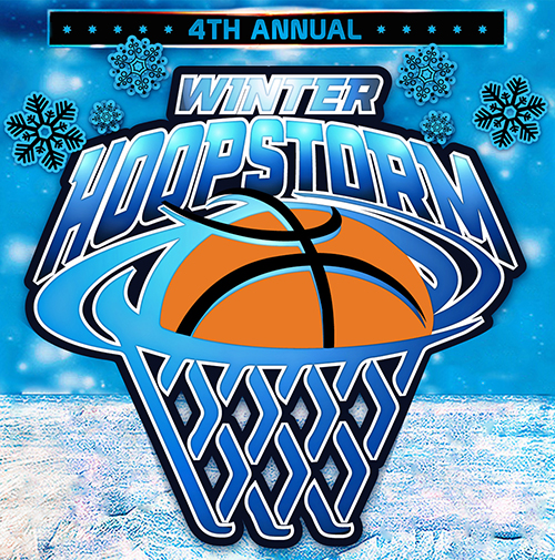 winter hoopstorm basketball tournament logo