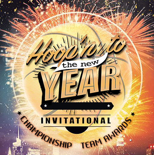 hoop 'n to the new year basketball tournament logo